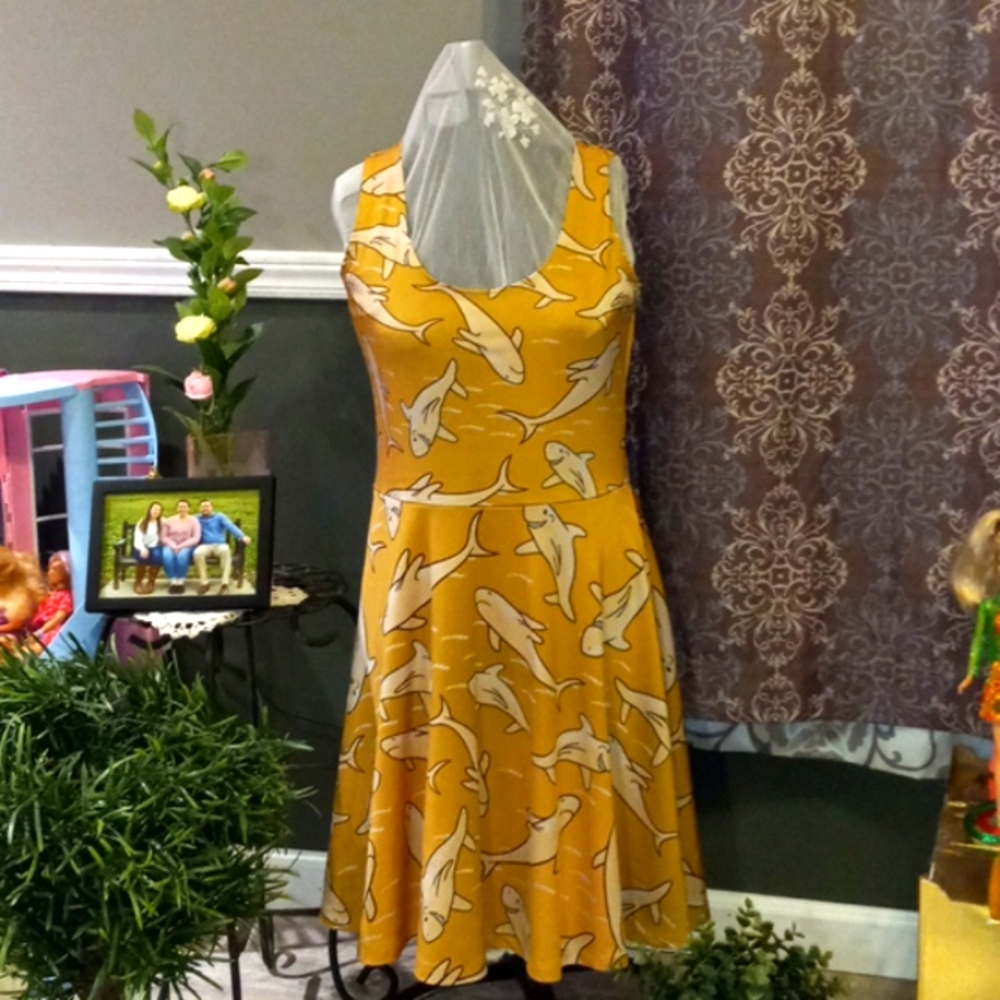 Whimsical shark week print tank dress size medium